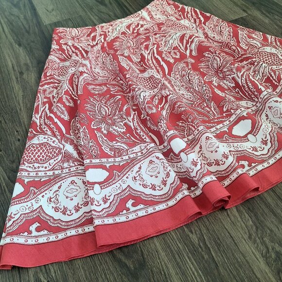 💙 Talbots Artsy 100% Cotton Flowy Midi Skirt Size 8 Preppy Feminine Old Money - Picture 5 of 8